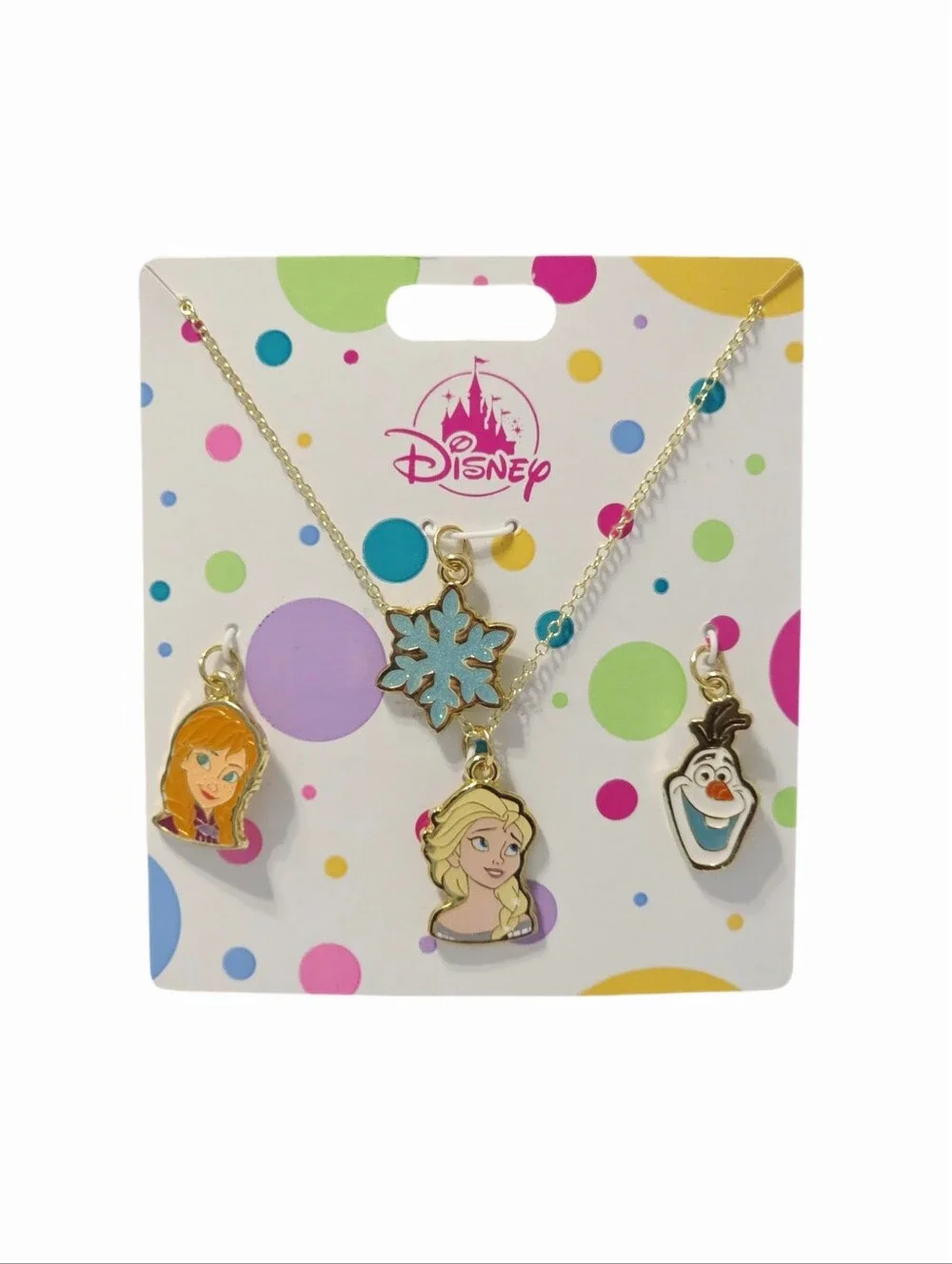 Disney Parks Frozen ELSA ANNA OLAF Gold-tone Necklace & Charm Set - NWT